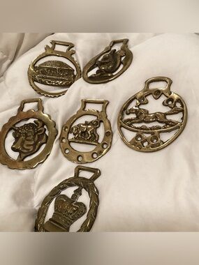 VTG horse Harness Medallions set/6 rare lot